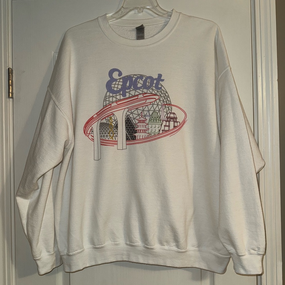 Gildan White Heavy Blend Crewneck Epcot Sweatshirt from etsy